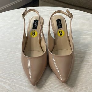Jones NY Nude Patent Leather Slingbacks